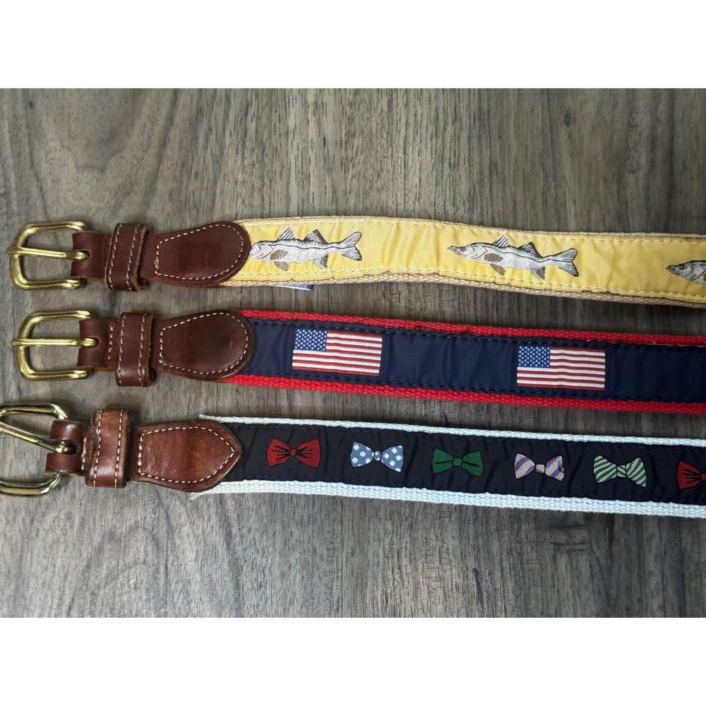 J. Bailey Bailey Boys Belt Lot of 3 Size 22 Fish Marlin USA Flag Bow Tie